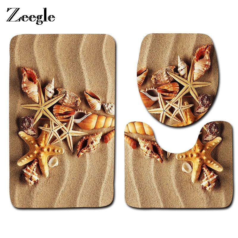 

Zeegle Toilet Floor Mats Bath Mat Non-slip Bathroom Carpet Toilet Home Decor Microfiber Shell Printed Bath Rugs Bathroom Carpet