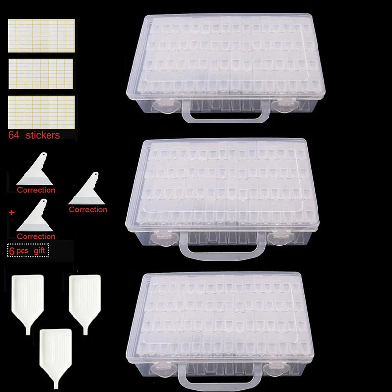 64/128/192/256 шт. алмазов картина Аксессуары для инструментов Коробка органайзер прозрачный Пластик Стразы сверла Мозаика из бисера ящик для хранения