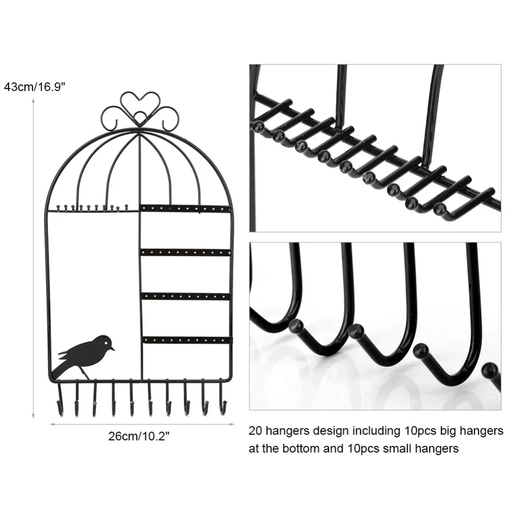 3 цвета, 20 вешалок, дизайн, металлический органайзер для ювелирных изделий, серьги, ожерелье, подвесной дисплей, держатель, стойка, экологичная