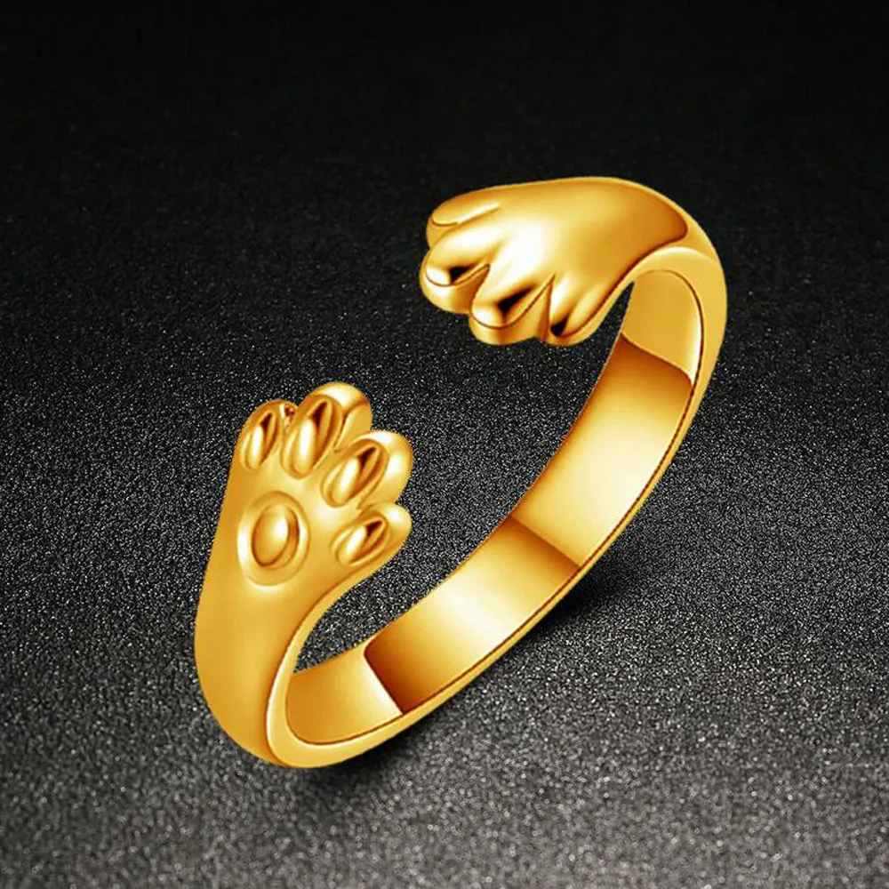 Silver Cat Paw Open Ring Design Cute Fashion Jewelry Cat Ring For Women