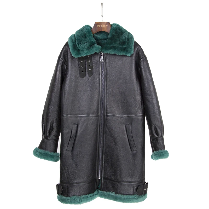 black green Пальто с натуральным мехом, бренд, зимняя куртка для женщин, натуральная кожа, натуральный мех мериноса, овечья шерсть, подкладка, двусторонний мех, уличная парка - Цвет: black green