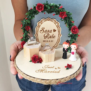 

Free shipping 1pcs customization perpsonal engagement marriage proposal wedding day Safflower arch Bride Groom ring pillow