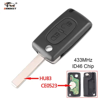

DANDKEY 10p ASK 433mhz HU83 PCF7941 CE0523 Flip Remote key For Citroen For Peugeot 2 Button Electronic Circuit Board Remote