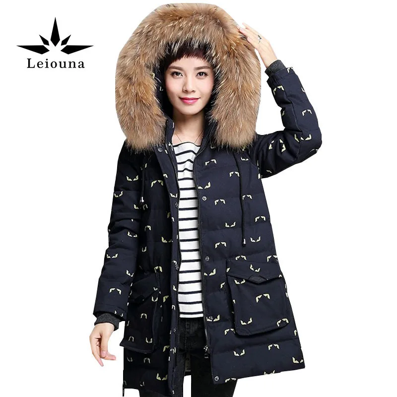 Leiouna Large Size 4xl 2017 New Hooded With Fur Warm font b Jacket b font font