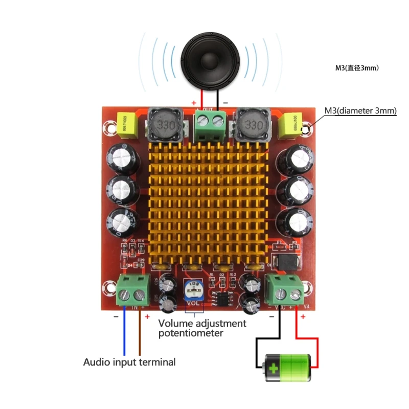 

DC 12V 24V TPA3116DA 150W Mono Channel Digital Power Audio Amplifier Board