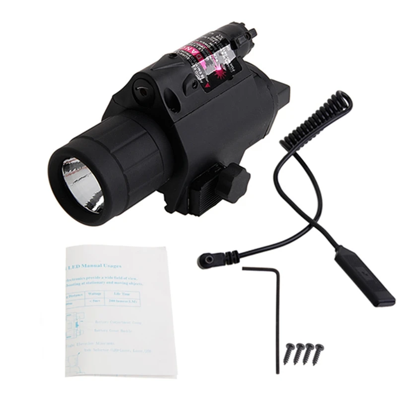 Tactical Flashlight Red Laser Combo Red Laser Sight LED Flashlight