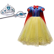 Новое платье Анны и Эльзы для маленьких девочек Высококачественная нарядная детская одежда Золушки с блестками для вечеринок костюм Снежной Королевы для косплея