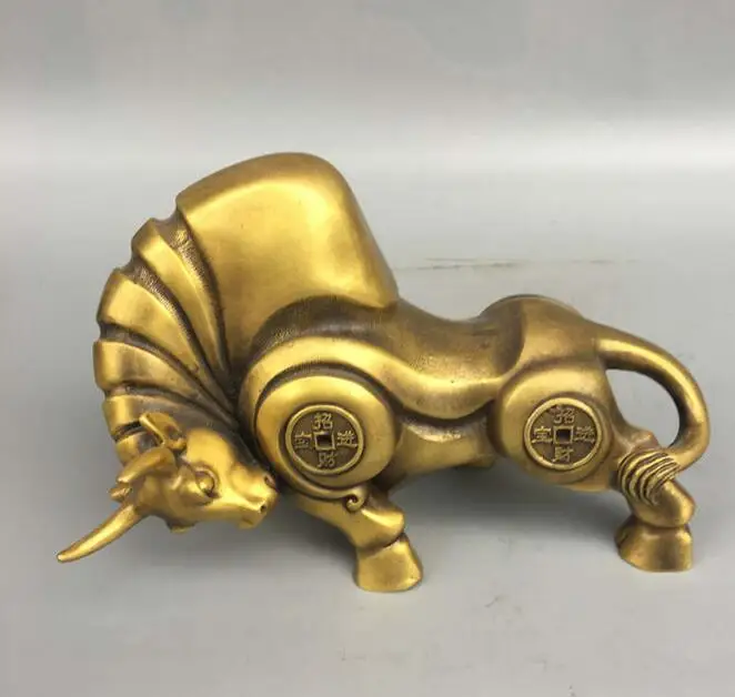 

China collection fine workmanship brass wealth cattle crafts statue