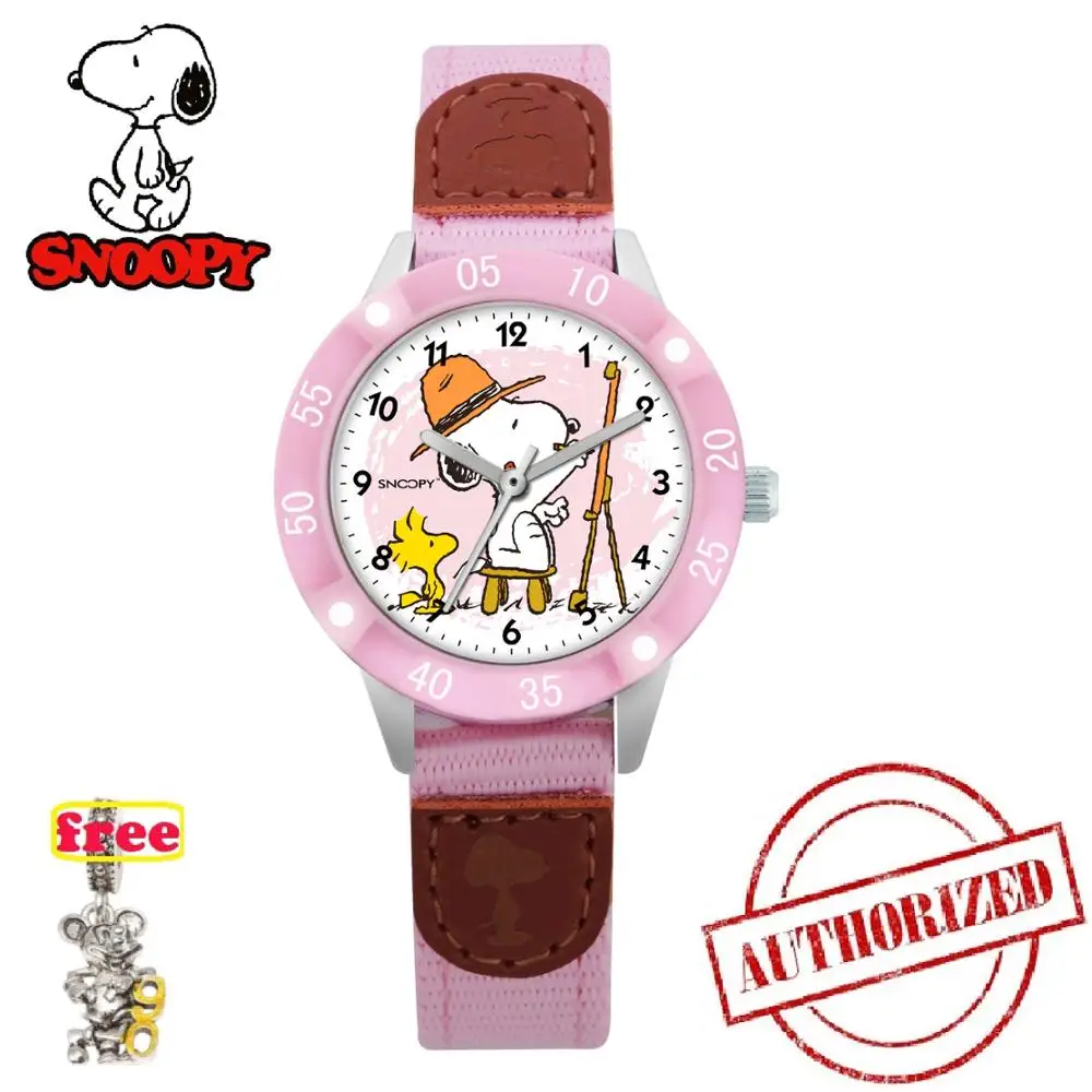 

SNOOPY OFFICIAL Kids Girls' boys Fashion Colorful Strap Arabic Number Sport Quartz Wrist cute design Watch Clock reloj snw758