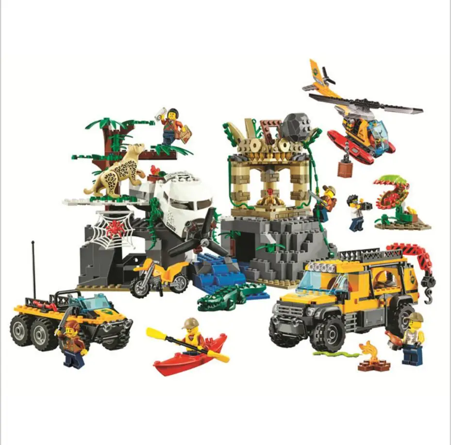 

02061 City New Series Exploration of Jungle Building Blocks Bricks DIY Model Set Educational Children Toy 60161 Gift