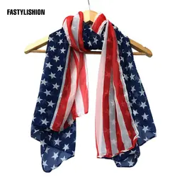 Американский флаг шифон шарф Женщины Леди Мягкий шелк шифон шали палантины женские Шарфы и палантины хиджаб