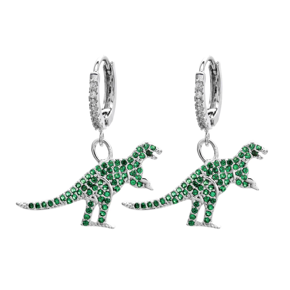 Новые модные, милые, романтические и высококачественные циркониевые серьги с динозавром Юрского периода для девочек/Женские Ювелирные серьги ER-332