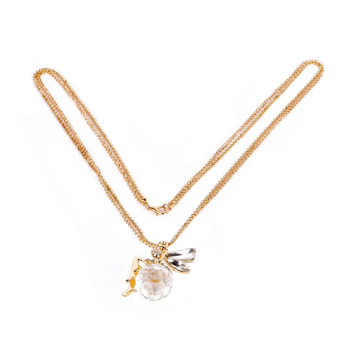 Vintage Ahiny Butterfly Fairy Necklace Shellhard Gold Color Crystal Angel Wings Long Chain Necklaces For Women Fashion Jewelry