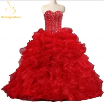 Bealegantom Elegante Red Querida Vestidos de Baile Quinceanera Vestidos Frisada Pedrinhas Doce Vestidos de Vestidos De 15 Años 16 QA1124