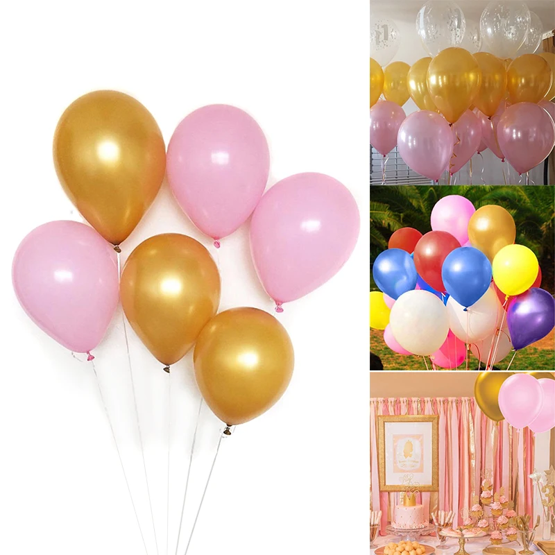 40Pcs Latex Metallic Balloons Gold Pink Latex Balloons for Birthday Festival Party Decoration Event Party Supplies