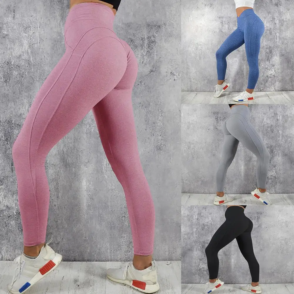 

Yfashion Women Breathable Hip Lifting Outdoor Pants Solid Color Sweat Absorbtion Leggings Elastic Breathable Pants Female