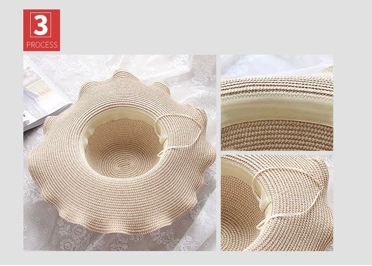 Korean Style Summer Girl Straw Hat Flower Sun Hat Outdoor Seaside Resort Beach Sun Protection Sun Hat ACA42 (26)