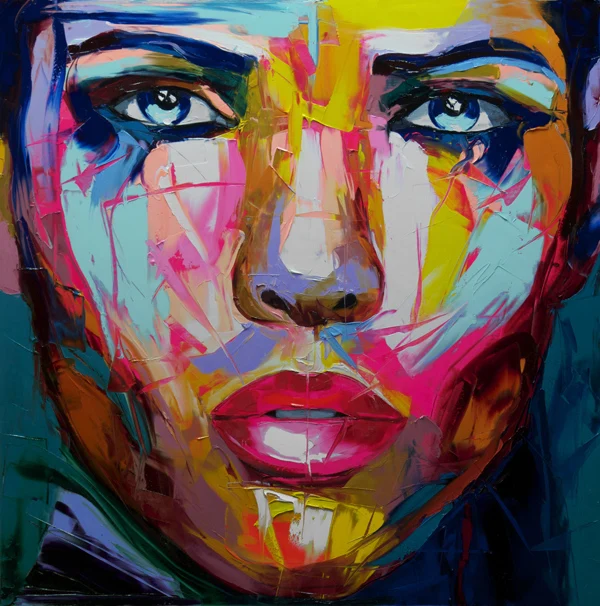 Peint à la main françoise Nielly couteau Portrait peinture ...