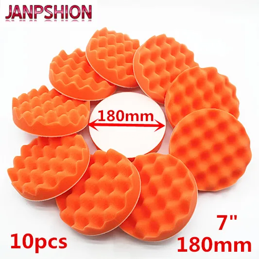 

JANPSHION 10PC 180mm wave sponge Car Polisher Buffer pads Gross Polishing Buffing Pad 7" Clean waxing Auto paint maintenance