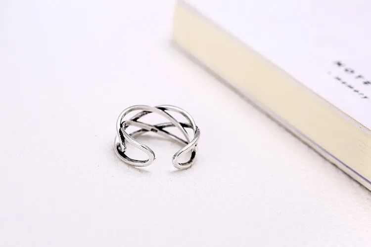 Новое поступление простые 925 пробы серебряные Многослойные кольца для женщин ювелирные изделия кольца для пальцев