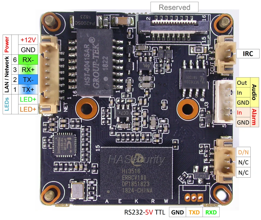 Wi Fi H.265 / H.264 1/2.7 &quotSmartSens SC2235 CMOS + Hi3516E V100 CCTV IP камера Модуль платы блока программного