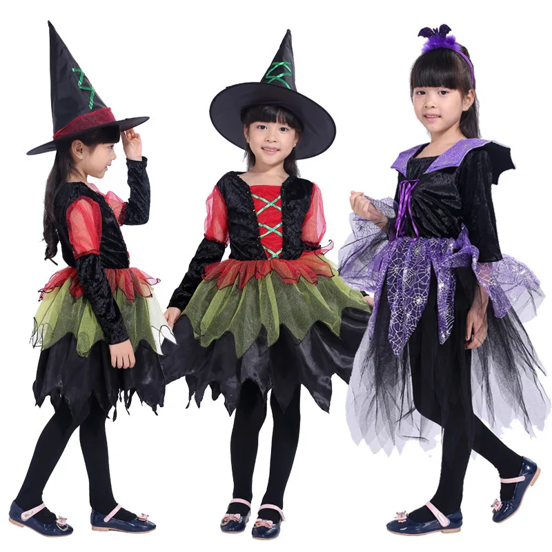 

scary vampire witch costume girl cosplay Carnival Party princess fancy dress fantasia girls children halloween costume for kids