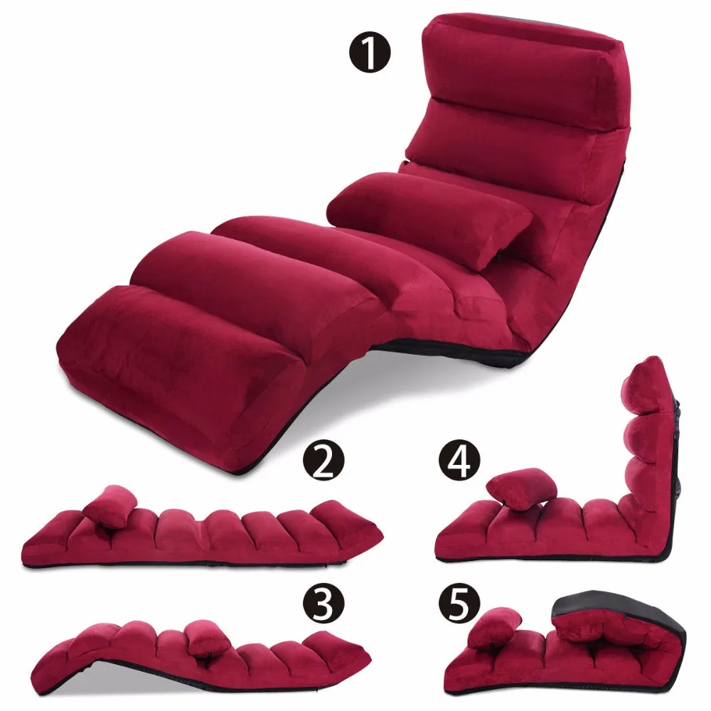 Giantex Folding Lazy Sofa Chair Stylish Sofa Couch Bed Lounge Chair W/Pillow Home Furniture HW53981WN