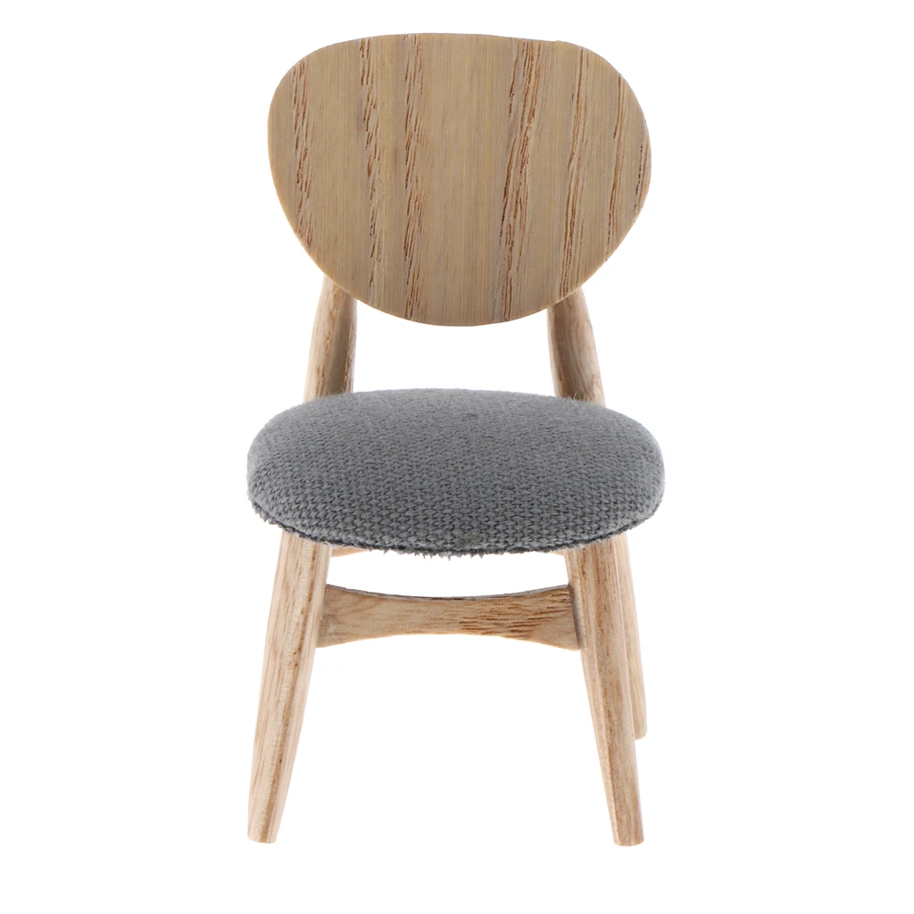 1:12 Dollhouse Miniature Furniture Wooden Modern Upholstered Dining Chair Dolls House Accessory