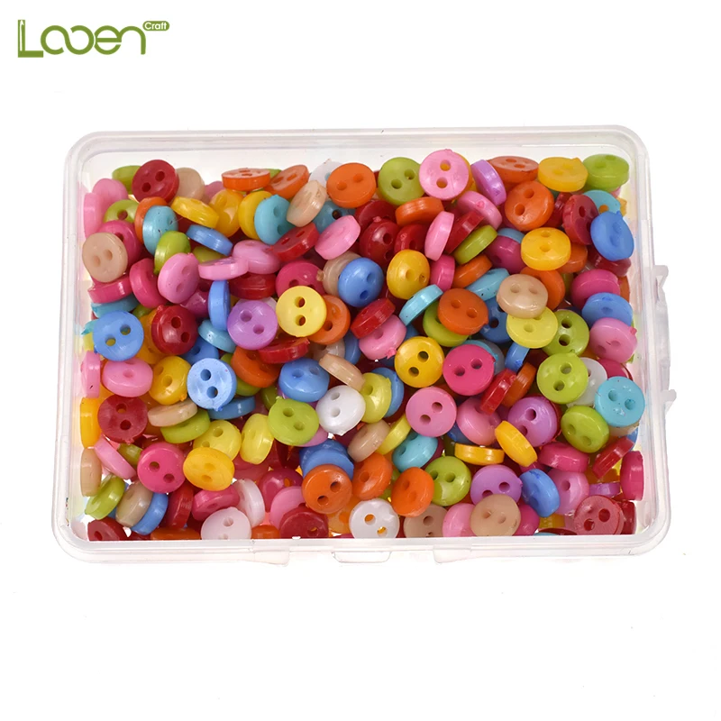 

200 Pcs/lot 6mm Round Sewing Buttons Plastic Mini Tiny Buttons With Box Sewing Tool Decorative Button DIY Apparel Accessories