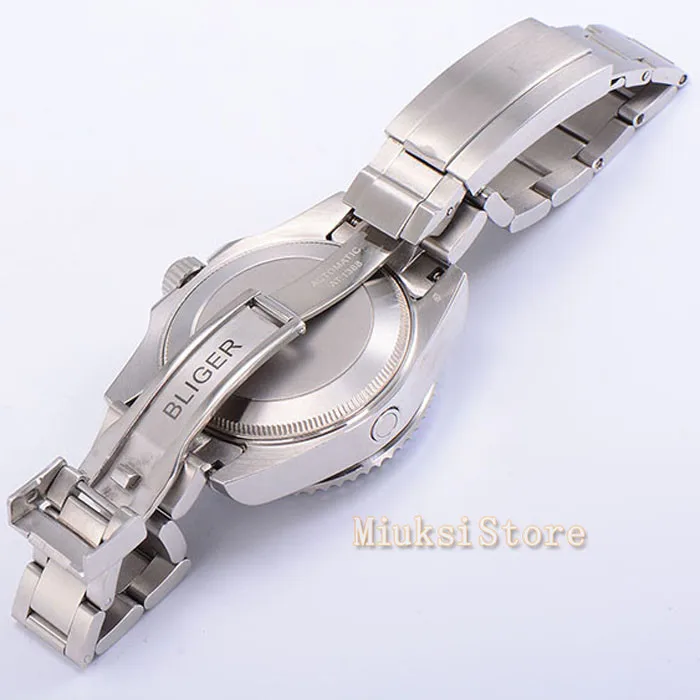 43 мм черный циферблат сапфировое стекло pour acier неоксидный Poignet аналог montres Hommes Marque Horloge водонепроницаемые мужские часы