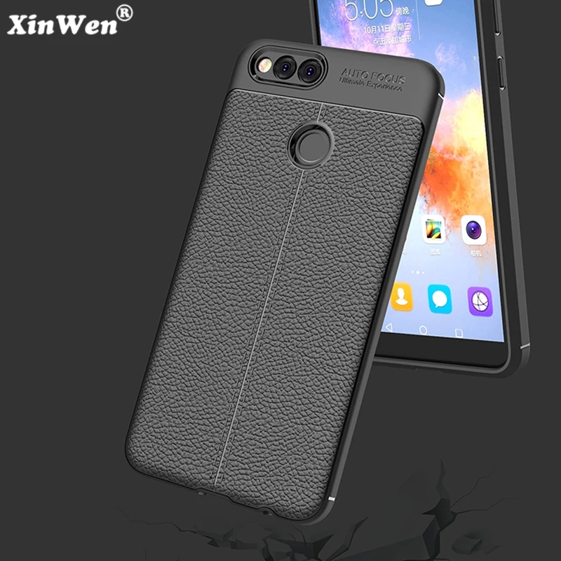 

XinWen luxury silicone silicon phone back etui,coque,cover,case for huawei honor 7x 7 x Soft tpu original accessories protector