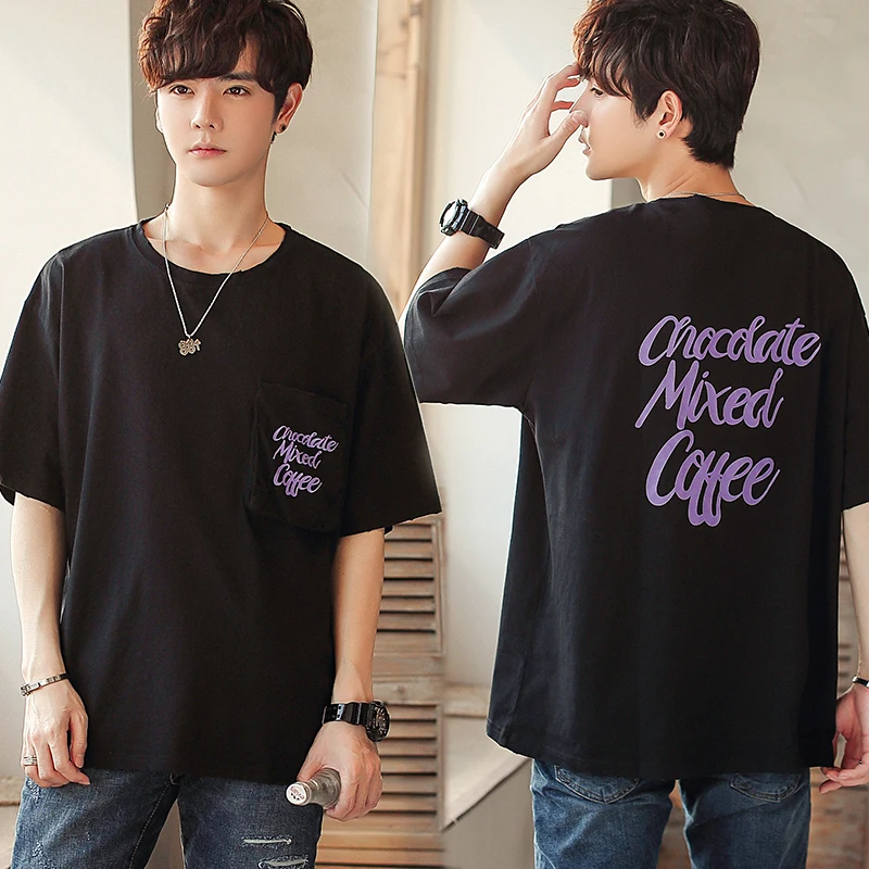 

The new round collar short sleeve T-shirt men loose summer