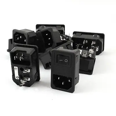 

10Pcs IEC 320 C14 Screw Type Inlet Socket w Fuse w Rocker Switch AC 250V 10A
