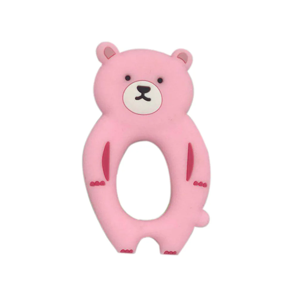1 шт. BPA Бесплатный Детский Прорезыватель детский Силиконовый Мультфильм медведь игрушки для зубов детское прорезиненное Силиконовое ожерелье для прорезывания зубов детские игрушки - Цвет: 58 candy pink