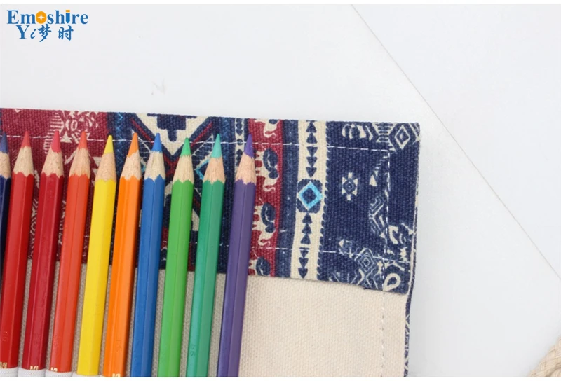Emoshire Pencils cotton canvas handmade original hole color lead pencil pencil pencil pencil bag (5)