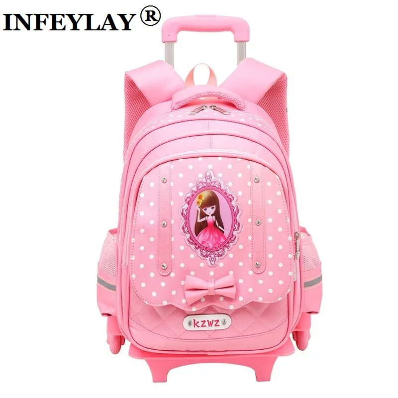

HOT rolling trolley case Climb the stairs child school bag kids students Cartoon suitcase Detachable backpack travel luggage