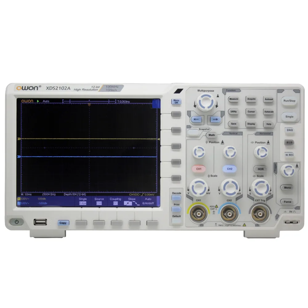 OWON XDS2102A 100 МГц 12 бит цифровой осциллограф ADC с высоким разрешением SPI/I2C/RS232/CAN