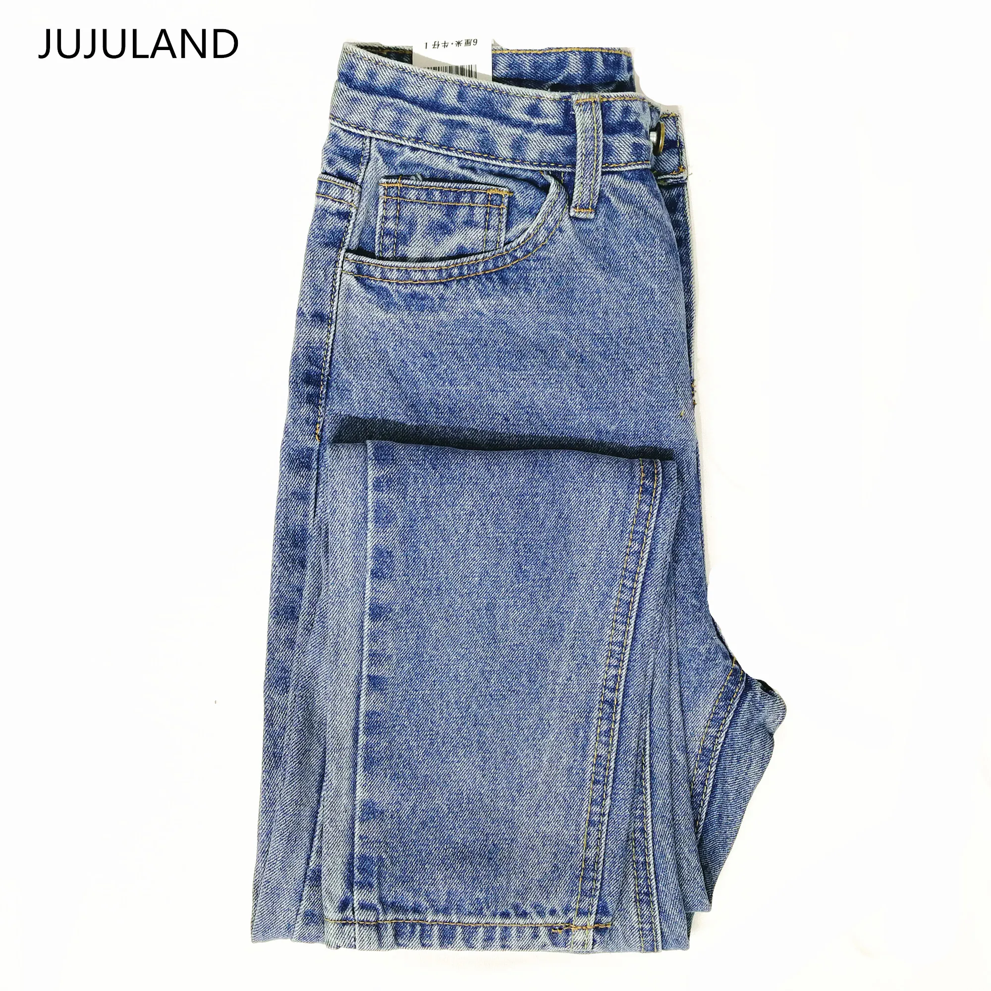 JUJULAND Джинсы женские с высокой талией женские Джинсы бойфренда с плотной талией джинсовые рваные джинсы женские большие размеры
