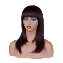 Jingfa высокое качество розовый прямой Боб термостойкие синтетические парики с челкой