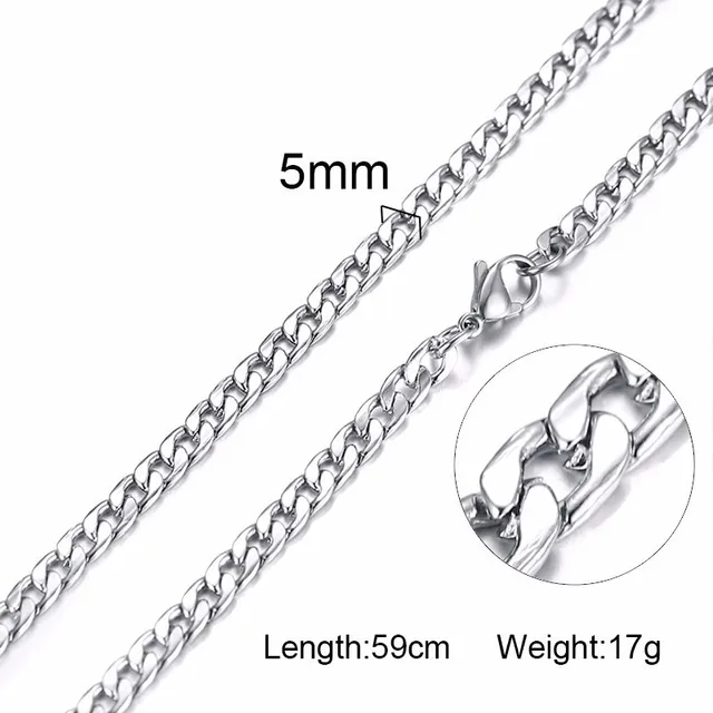 KnSam Unisex Stainless Steel Chain Necklace Curb Link Gold Silver Novelty Necklace 