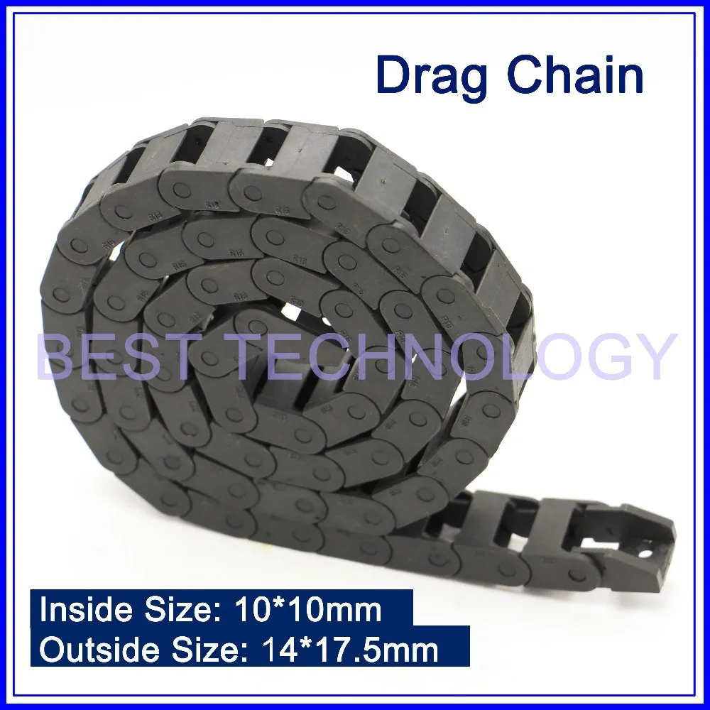 

10x10mm L1000mm Plastic Cable Drag Chain Wire Carrier with end connectors plastic towline CNC Mill Router Machine non opening