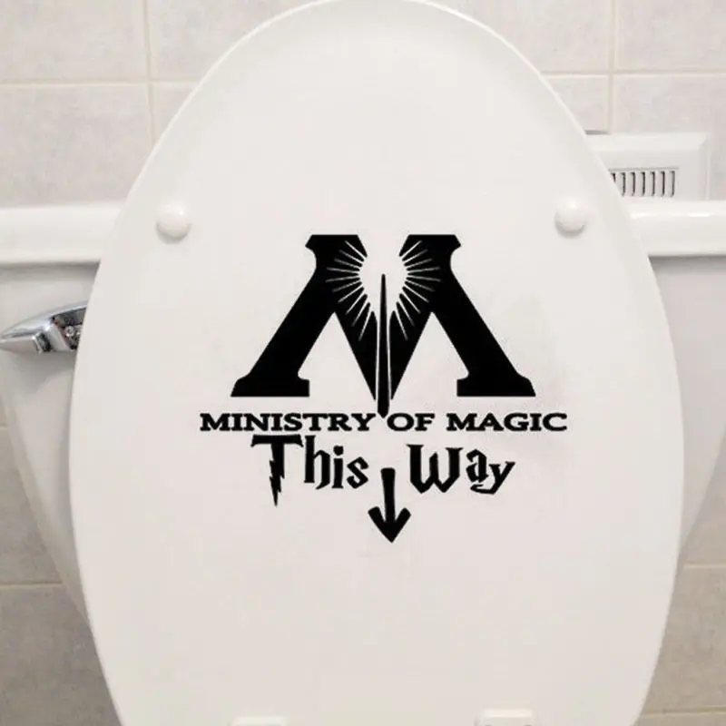 

Ministry Of Magic This Way Bathroom Toilet Seat Wall Stickers WC Home Decor Door Wall Deco Art DIY Funny Removeable Stickers