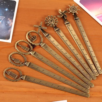 

cute stationery cartoon vintage bronze color metal bookmark ruler