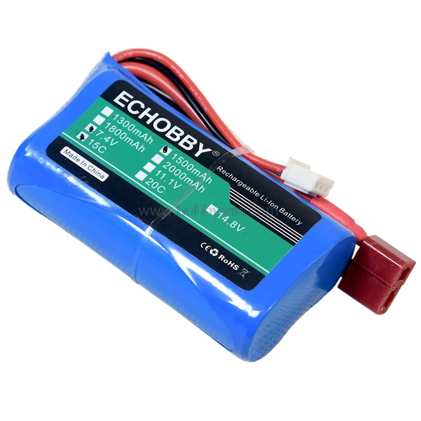 

7.4V/2S 1500mAh 15C 18650 Li-Ion Battery T-plug for RC Model Buggy Truck Racing Boat Ship