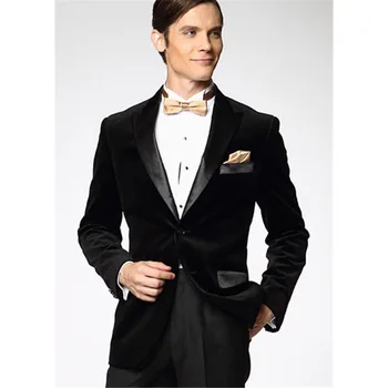 

2017 Best Men Black Tuxedos for Groom Solid mens Suits Custom Made Two Pieces Tuxedos Wedding Groomsmen Suit (Jacket+Pants+Tie)