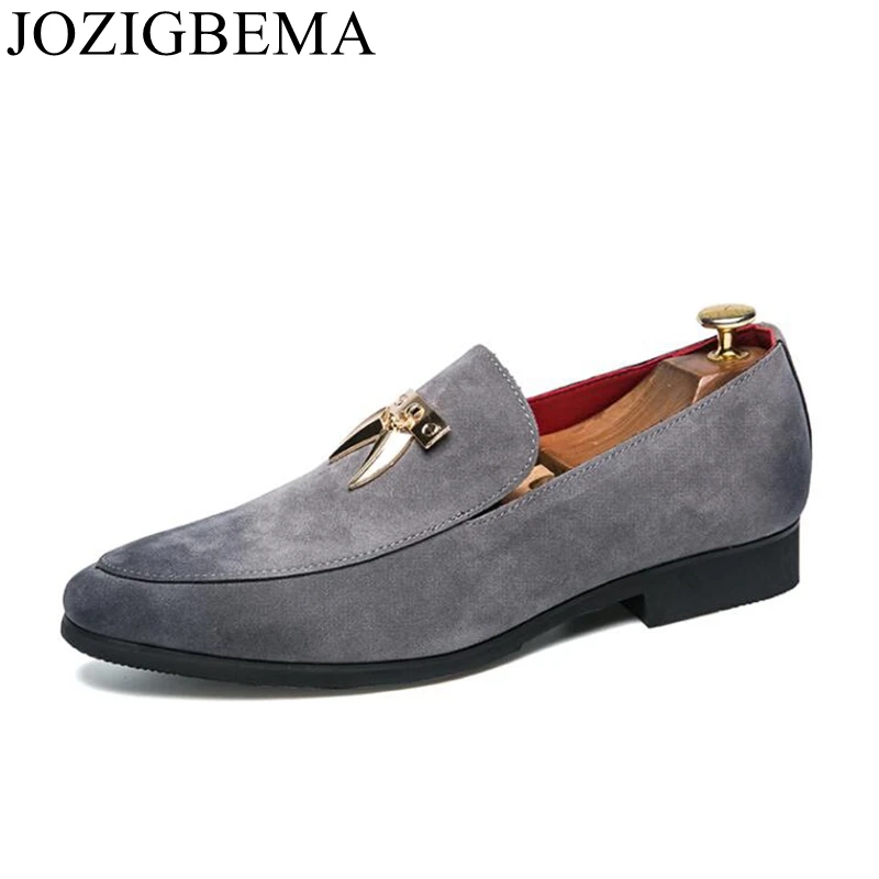 

JOZIGBEMA Men Leather Shoes Fashion Korea Men Loafers Comfortable Pointed Toe Business Shoes Black Men Dress Shoes Soft Men Shoe