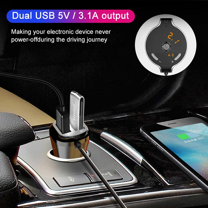 FM передатчик Беспроводной Handsfree Car Kit Dual USB Зарядное устройство FM передатчик Авто USB адаптер MP3 плеер с TF слотом Беспроводной