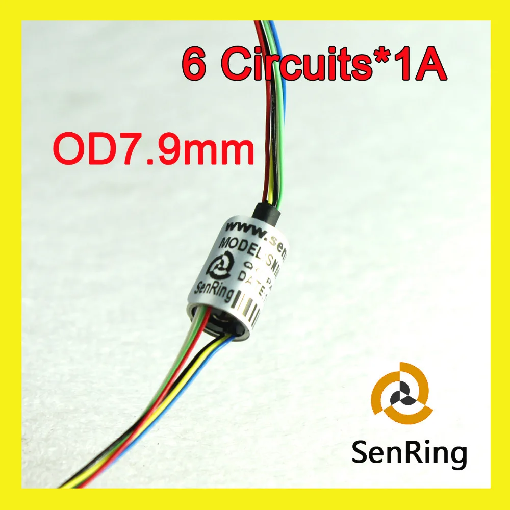 Miniature Rotating Slip Ring 6 Circuits Wires*1A OD6.5mm For camera cable 