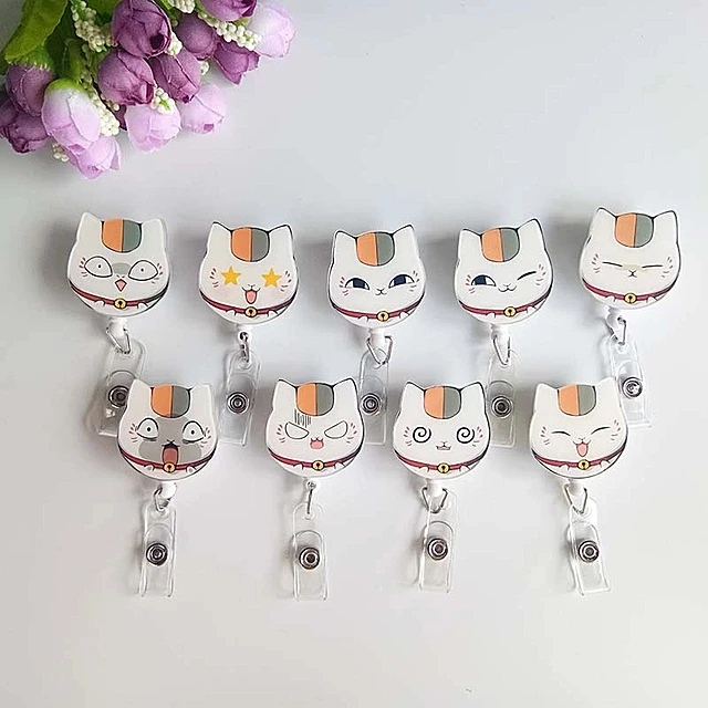 

Cute Acrylic Cat Cat Retractable Badge Reel The New Student Nurse Doctor Exihibiton ID Name Card Badge Holder Office Supplies