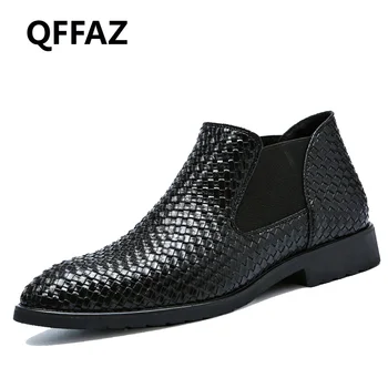 

QFFAZ brand men boots Top quality handsome comfortable Retro leather spring boots oxfords For men